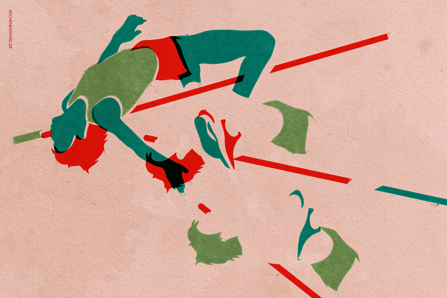 Stylized illustration of a high jumper