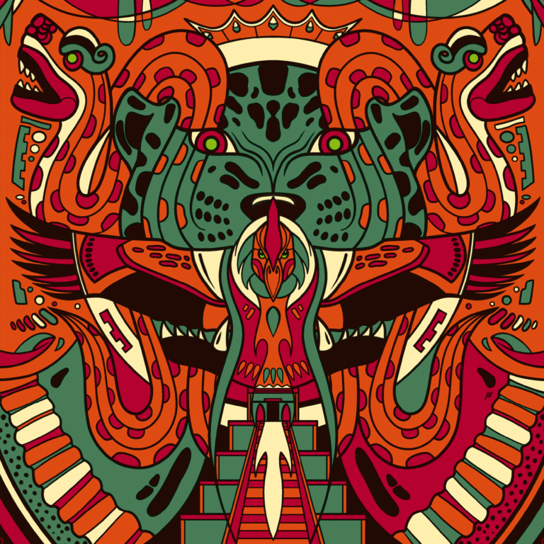 Animals - Condor, Snake, Jaguar. Illustration for the s/t album from »Junglelyd«
